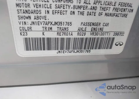 2018 Infiniti Q50 3.0T Sport из США, поврежденный, VIN JN1EV7APXJM351765